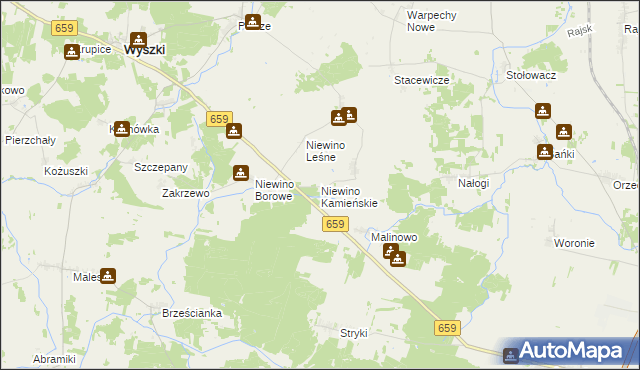 mapa Niewino Kamieńskie, Niewino Kamieńskie na mapie Targeo