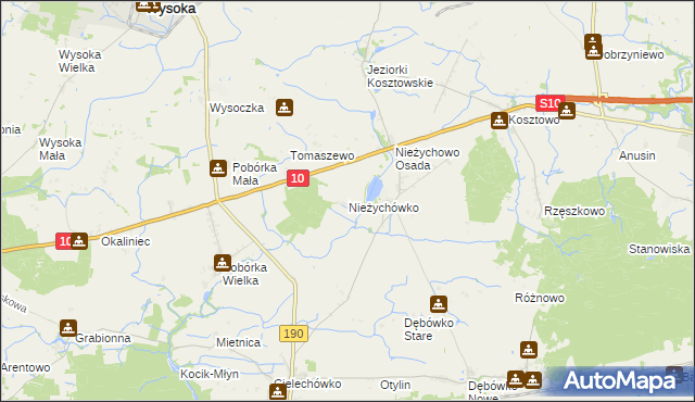 mapa Nieżychówko, Nieżychówko na mapie Targeo