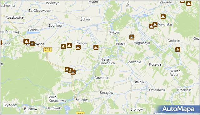 mapa Niska Jabłonica, Niska Jabłonica na mapie Targeo