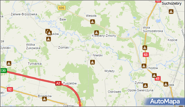 mapa Niwiski, Niwiski na mapie Targeo