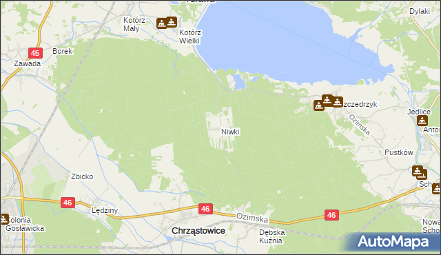 mapa Niwki gmina Chrząstowice, Niwki gmina Chrząstowice na mapie Targeo