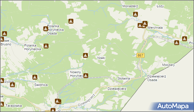 mapa Niwki gmina Horyniec-Zdrój, Niwki gmina Horyniec-Zdrój na mapie Targeo