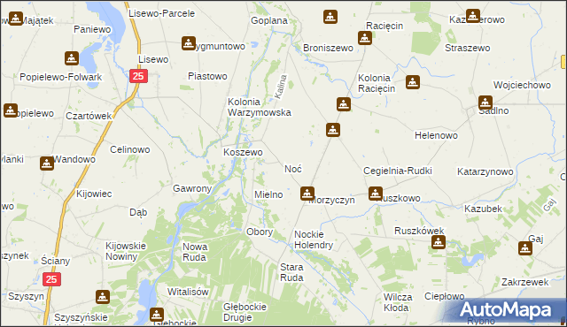 mapa Noć, Noć na mapie Targeo