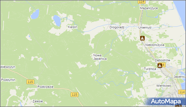 mapa Nowa Jasienica, Nowa Jasienica na mapie Targeo
