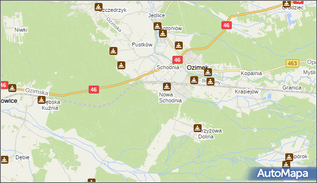 mapa Nowa Schodnia, Nowa Schodnia na mapie Targeo