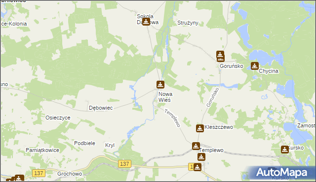 mapa Nowa Wieś gmina Bledzew, Nowa Wieś gmina Bledzew na mapie Targeo
