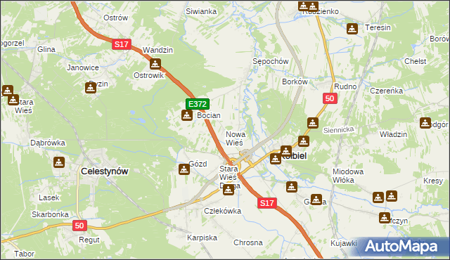 mapa Nowa Wieś gmina Kołbiel, Nowa Wieś gmina Kołbiel na mapie Targeo