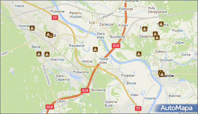 mapa Nowa Wieś gmina Nisko, Nowa Wieś gmina Nisko na mapie Targeo