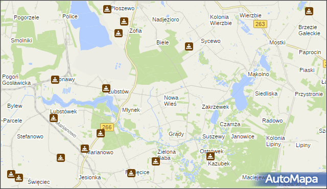 mapa Nowa Wieś gmina Sompolno, Nowa Wieś gmina Sompolno na mapie Targeo