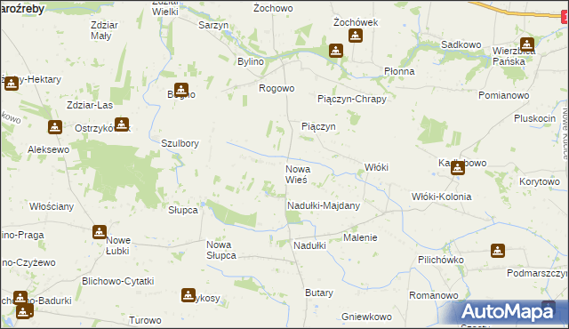 mapa Nowa Wieś gmina Staroźreby, Nowa Wieś gmina Staroźreby na mapie Targeo