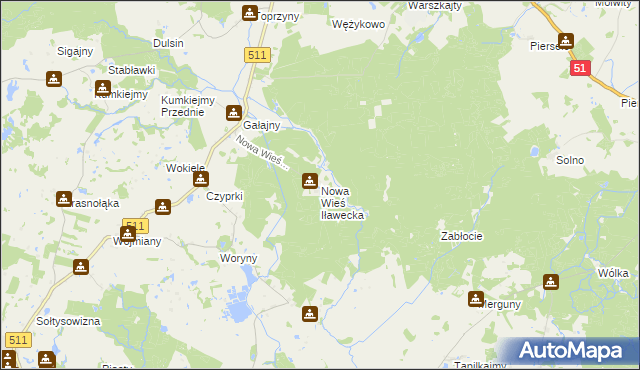 mapa Nowa Wieś Iławecka, Nowa Wieś Iławecka na mapie Targeo