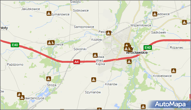 mapa Nowa Wieś Kącka, Nowa Wieś Kącka na mapie Targeo