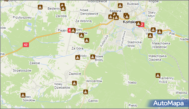 mapa Nowe Brody, Nowe Brody na mapie Targeo