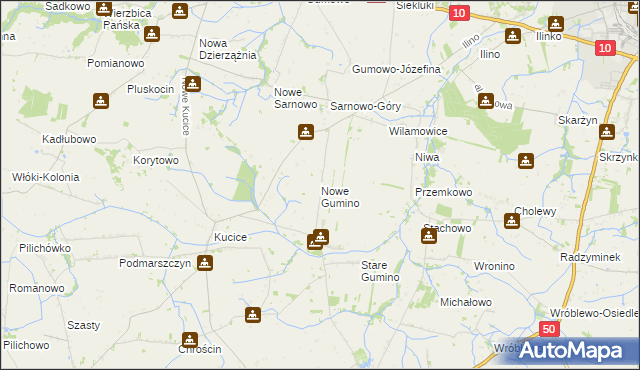 mapa Nowe Gumino, Nowe Gumino na mapie Targeo