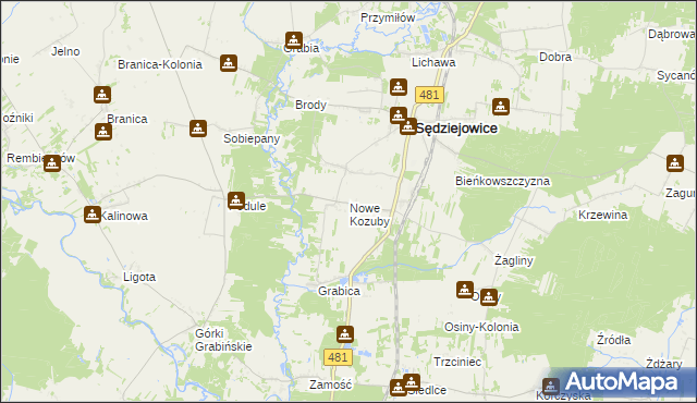 mapa Nowe Kozuby, Nowe Kozuby na mapie Targeo
