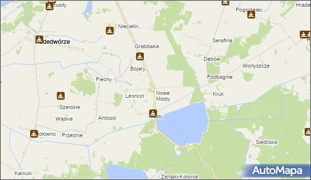 mapa Nowe Mosty gmina Podedwórze, Nowe Mosty gmina Podedwórze na mapie Targeo