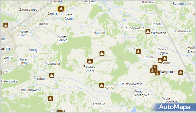 mapa Nowe Ręczaje, Nowe Ręczaje na mapie Targeo