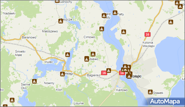 mapa Nowe Sady gmina Mikołajki, Nowe Sady gmina Mikołajki na mapie Targeo