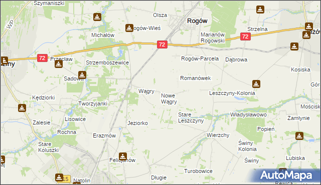 mapa Nowe Wągry, Nowe Wągry na mapie Targeo