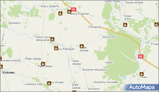 mapa Nowe Warele, Nowe Warele na mapie Targeo
