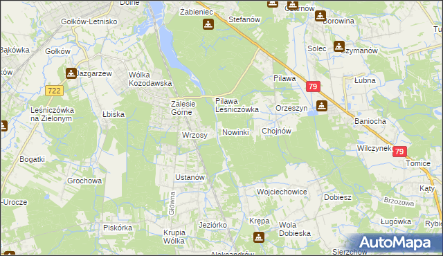 mapa Nowinki gmina Piaseczno, Nowinki gmina Piaseczno na mapie Targeo