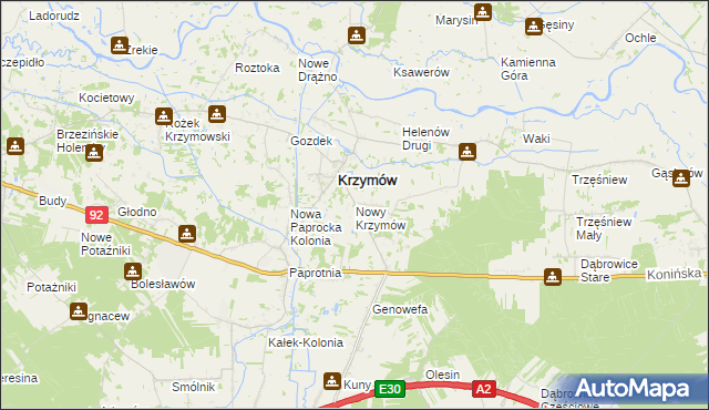 mapa Nowy Krzymów, Nowy Krzymów na mapie Targeo