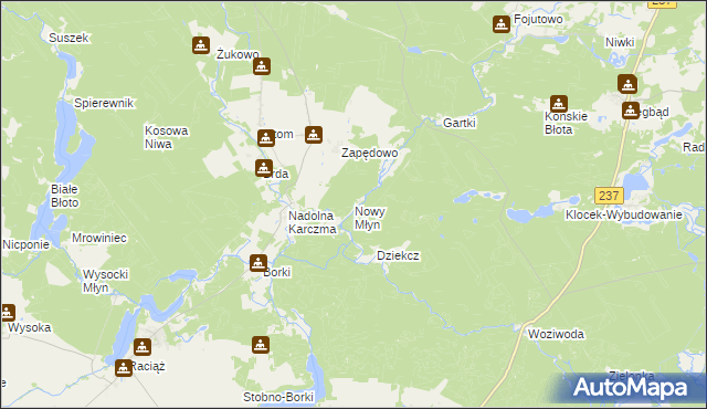 mapa Nowy Młyn gmina Czersk, Nowy Młyn gmina Czersk na mapie Targeo