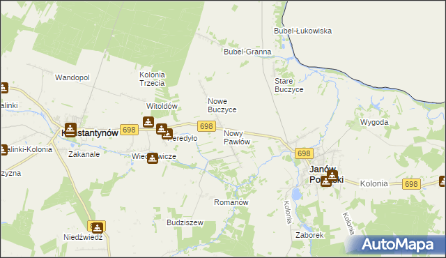 mapa Nowy Pawłów, Nowy Pawłów na mapie Targeo