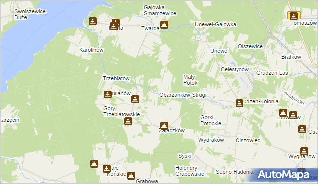 mapa Obarzanków-Strugi, Obarzanków-Strugi na mapie Targeo