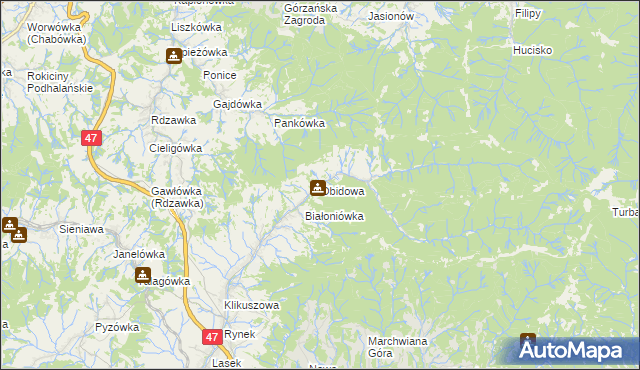 mapa Obidowa, Obidowa na mapie Targeo