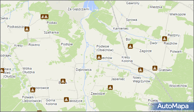 mapa Obiechów, Obiechów na mapie Targeo