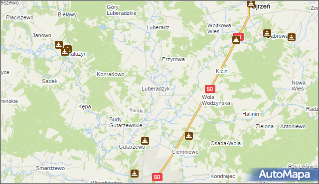 mapa Obrąb gmina Ojrzeń, Obrąb gmina Ojrzeń na mapie Targeo