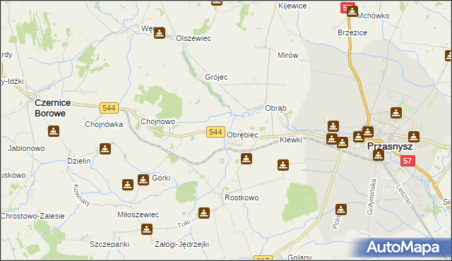 mapa Obrębiec, Obrębiec na mapie Targeo