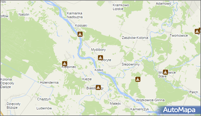mapa Obryte gmina Nur, Obryte gmina Nur na mapie Targeo