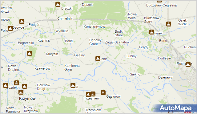 mapa Ochle gmina Koło, Ochle gmina Koło na mapie Targeo