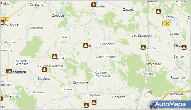 mapa Ochle-Kolonia, Ochle-Kolonia na mapie Targeo