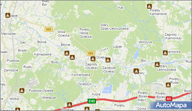 mapa Ocieka, Ocieka na mapie Targeo