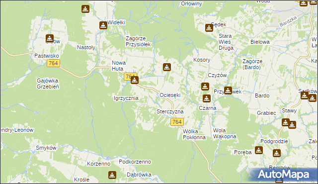 mapa Ociesęki, Ociesęki na mapie Targeo