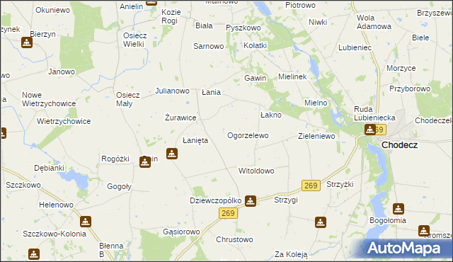mapa Ogorzelewo, Ogorzelewo na mapie Targeo