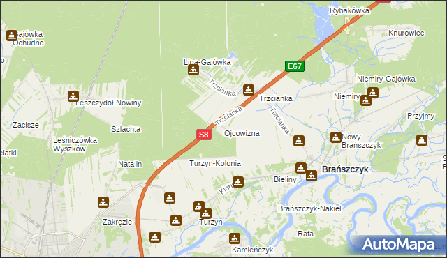 mapa Ojcowizna, Ojcowizna na mapie Targeo