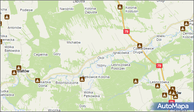 mapa Okół gmina Bałtów, Okół gmina Bałtów na mapie Targeo