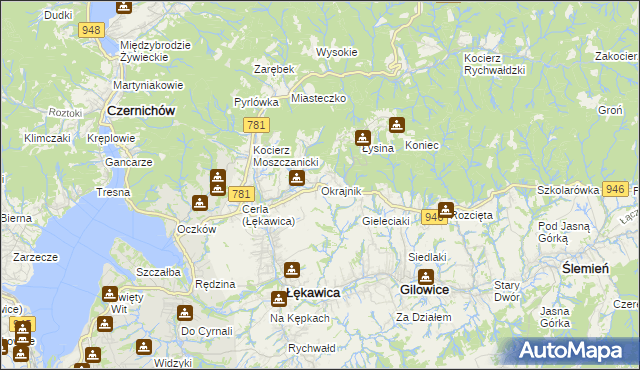mapa Okrajnik, Okrajnik na mapie Targeo