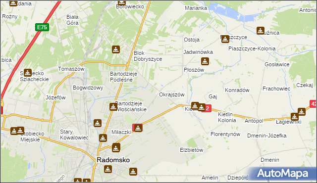 mapa Okrajszów, Okrajszów na mapie Targeo