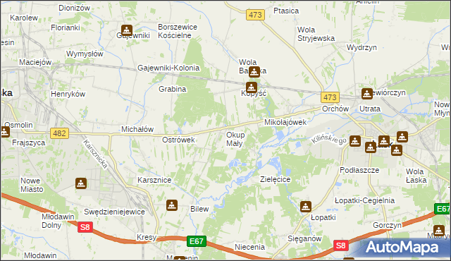 mapa Okup Mały, Okup Mały na mapie Targeo