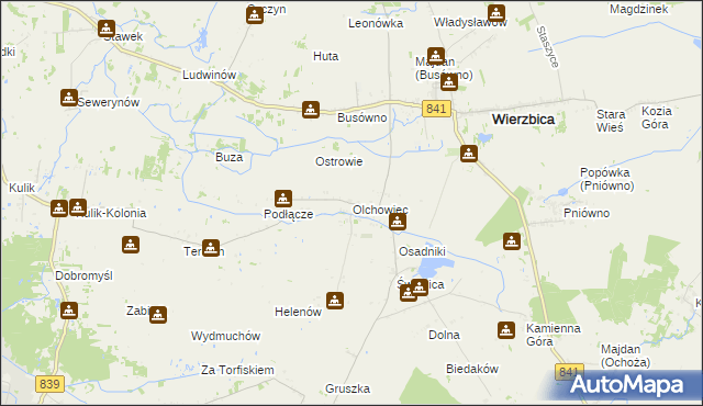 mapa Olchowiec gmina Wierzbica, Olchowiec gmina Wierzbica na mapie Targeo
