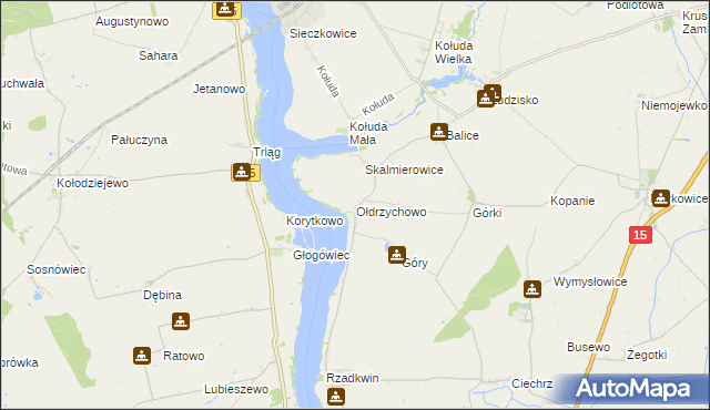 mapa Ołdrzychowo, Ołdrzychowo na mapie Targeo