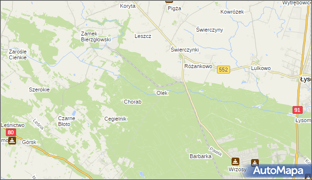 mapa Olek gmina Łysomice, Olek gmina Łysomice na mapie Targeo