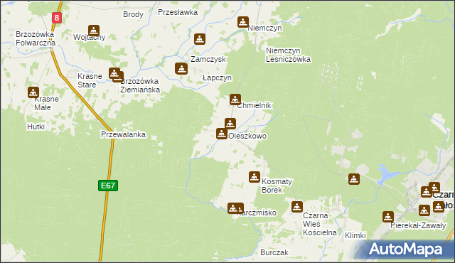 mapa Oleszkowo, Oleszkowo na mapie Targeo
