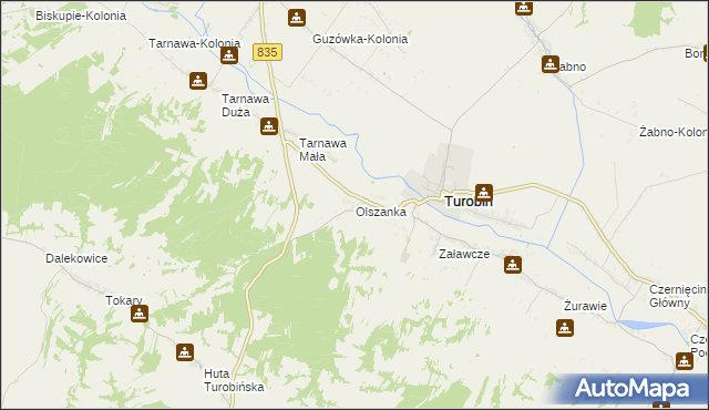 mapa Olszanka gmina Turobin, Olszanka gmina Turobin na mapie Targeo