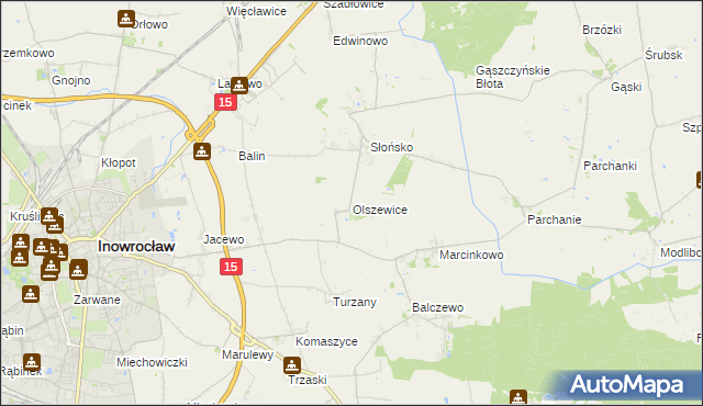 mapa Olszewice gmina Inowrocław, Olszewice gmina Inowrocław na mapie Targeo
